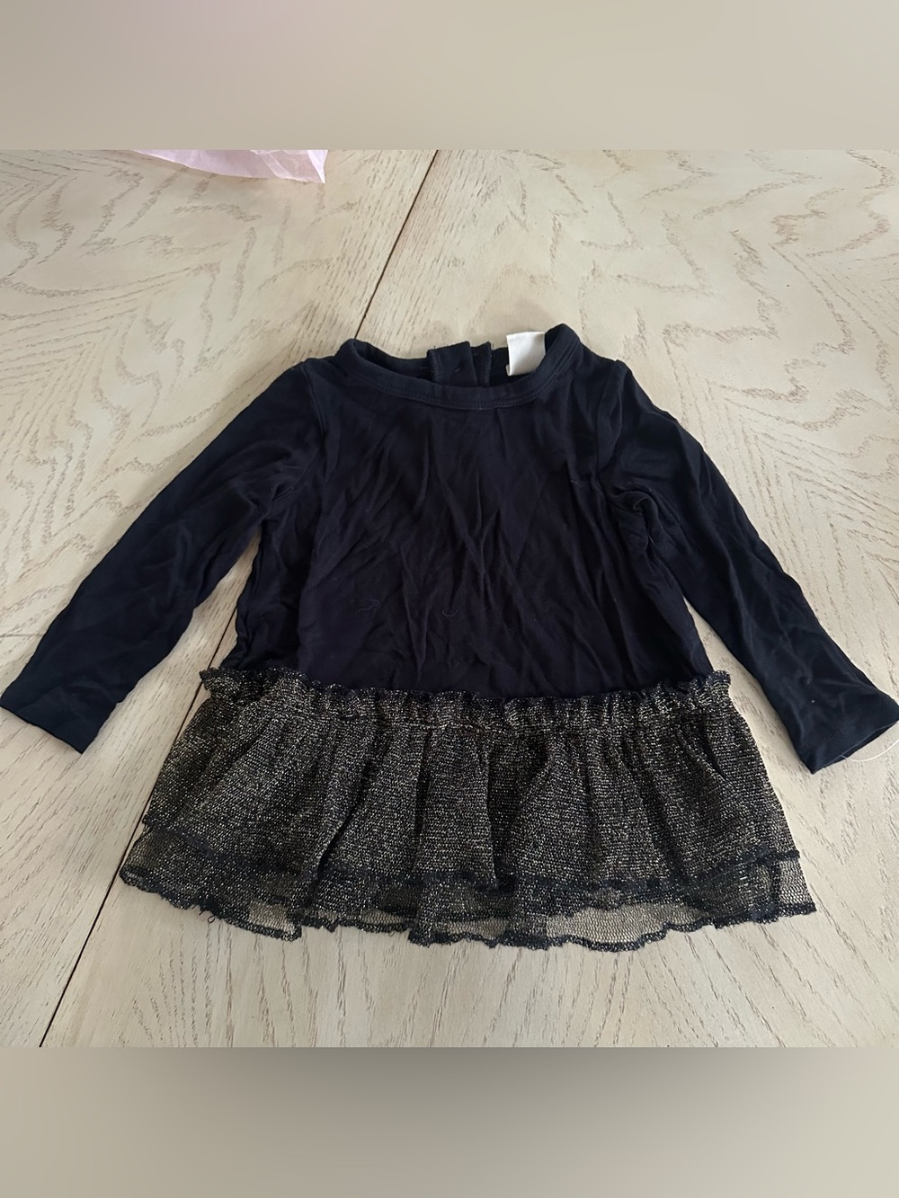 Tucker + Tate Rayon Long Sleeve Black Gold Glitter Top 6 Months